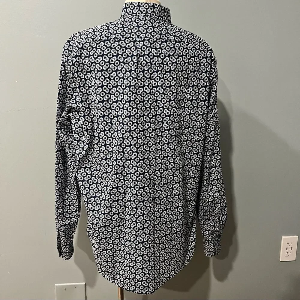 J. Crew Stretch Secret Wash Button Front Shirt in Floral Print Organic Cotton L